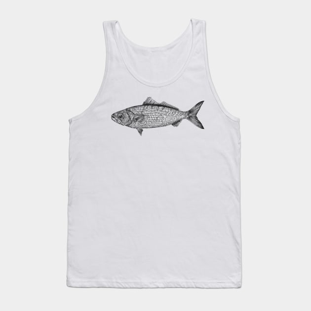 Fish scientific nature black ink pen drawing illustration Tank Top by DamiansART